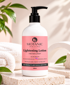 Motanic Lightening Lotion 500ml face and body lotion in pink bottle with black pump