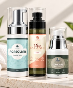 Motanic LumiCare Facial Set featuring AcneClear Foaming Wash, Glow Balance Toner and LumiCare Acne Cream