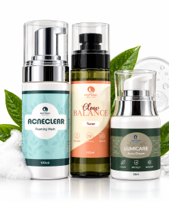 Motanic LumiCare Facial Set featuring AcneClear Foaming Wash, Glow Balance Toner and LumiCare Acne Cream